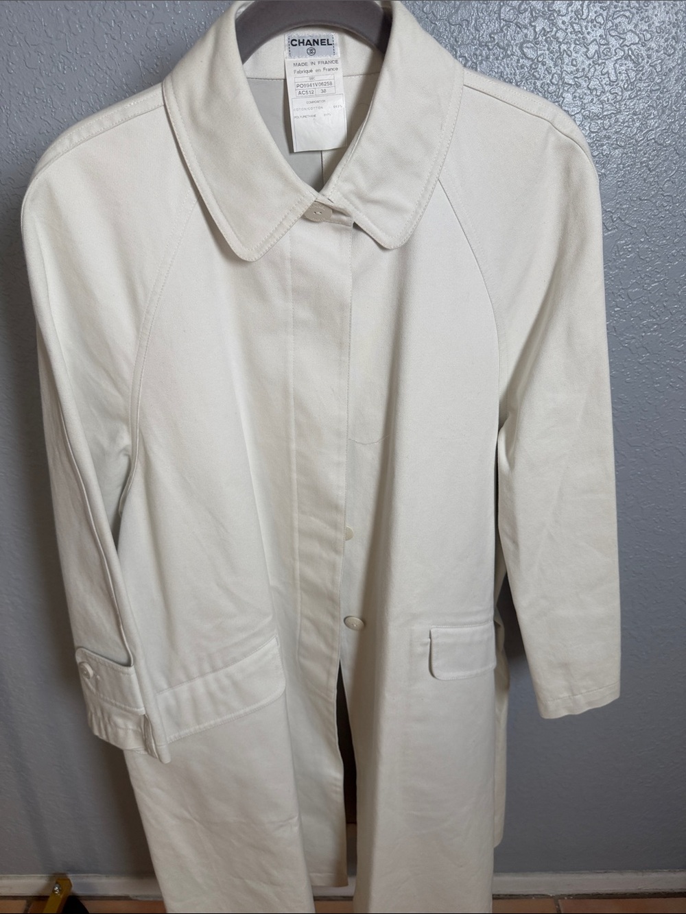 CHANEL Cream Single-Breasted Trench Coat